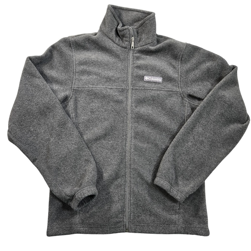 Columbia Jacket Mens Small Gray Fleece Full Zip Outdoor Hiking Warm Casual Layer